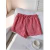 imageSHENHE Womens Plaid Shorts Drawstring Waist Loose Summer Shorts Gingham Lounge ShortsRed and White