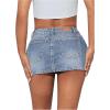 imageSHENHE Womens Ripped Low Rise Zip Fly Denim Skirt Sexy Y2k Vintage Jean Mini SkirtLight Wash