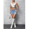 imageSHENHE Womens Ripped Low Rise Zip Fly Denim Skirt Sexy Y2k Vintage Jean Mini SkirtLight Wash a
