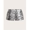 imageSHENHE Womens Sexy Animal Print Low Rise Y2k Shorts Lace Up Hot Pants Rave Booty ShortsBlack and White