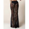 imageSHENHE Womens Sheer Lace Maxi Skirt Sexy See Through Fishtail High Waist Y2k Long Coverup SkirtsBlack
