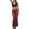 imageSHENHE Womens Sheer Lace Maxi Skirt Sexy See Through Fishtail High Waist Y2k Long Coverup SkirtsBurgundy