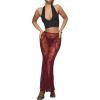 imageSHENHE Womens Sheer Lace Maxi Skirt Sexy See Through Fishtail High Waist Y2k Long Coverup SkirtsBurgundy