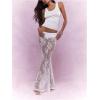 imageSHENHE Womens Sheer Lace Maxi Skirt Sexy See Through Fishtail High Waist Y2k Long Coverup SkirtsWhite