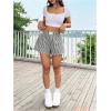 imageSHENHE Womens Striped Colorblock Straight Leg Shorts Elastic Waist Streetwear ShortsBlack and White