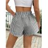 imageSHENHE Womens Striped Colorblock Straight Leg Shorts Elastic Waist Streetwear ShortsBlack and White