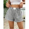imageSHENHE Womens Striped Colorblock Straight Leg Shorts Elastic Waist Streetwear ShortsBlack and White