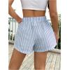 imageSHENHE Womens Striped Colorblock Straight Leg Shorts Elastic Waist Streetwear ShortsBlue