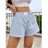 imageSHENHE Womens Striped Colorblock Straight Leg Shorts Elastic Waist Streetwear ShortsBlue