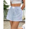 imageSHENHE Womens Striped Colorblock Straight Leg Shorts Elastic Waist Streetwear ShortsBlue