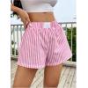 imageSHENHE Womens Striped Colorblock Straight Leg Shorts Elastic Waist Streetwear ShortsPink