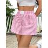imageSHENHE Womens Striped Colorblock Straight Leg Shorts Elastic Waist Streetwear ShortsPink