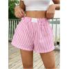 imageSHENHE Womens Striped Colorblock Straight Leg Shorts Elastic Waist Streetwear ShortsPink