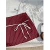 imageSHENHE Womens Striped Low Waist Mini Skirt Y2k Tie Front Bodycon Skirts with ShortsBurgundy