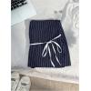 imageSHENHE Womens Striped Low Waist Mini Skirt Y2k Tie Front Bodycon Skirts with ShortsDark Blue