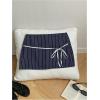 imageSHENHE Womens Striped Low Waist Mini Skirt Y2k Tie Front Bodycon Skirts with ShortsDark Blue