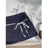imageSHENHE Womens Striped Low Waist Mini Skirt Y2k Tie Front Bodycon Skirts with ShortsDark Blue