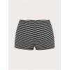 imageSHENHE Womens Striped Shorts Low Rise Bodycon Cute Mini Shorts Summer Casual ShortsBlack and White