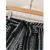 imageSHENHE Womens Striped Wide Leg Geo Print Boho Pants Belted Loose Flowy Palazzo PantsBlack