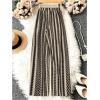 imageSHENHE Womens Striped Wide Leg Geo Print Boho Pants Belted Loose Flowy Palazzo PantsKhaki