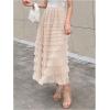 imageSHENHE Womens Tiered Mesh Tulle Skirt High Waisted A Line Flowy Layered Mid Tutu SkirtApricot