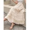 imageSHENHE Womens Tiered Mesh Tulle Skirt High Waisted A Line Flowy Layered Mid Tutu SkirtBeige