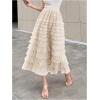 imageSHENHE Womens Tiered Mesh Tulle Skirt High Waisted A Line Flowy Layered Mid Tutu SkirtBeige