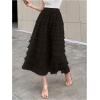 imageSHENHE Womens Tiered Mesh Tulle Skirt High Waisted A Line Flowy Layered Mid Tutu SkirtBlack