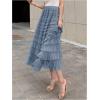 imageSHENHE Womens Tiered Mesh Tulle Skirt High Waisted A Line Flowy Layered Mid Tutu SkirtDusty Blue