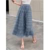 imageSHENHE Womens Tiered Mesh Tulle Skirt High Waisted A Line Flowy Layered Mid Tutu SkirtDusty Blue