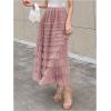 imageSHENHE Womens Tiered Mesh Tulle Skirt High Waisted A Line Flowy Layered Mid Tutu SkirtDusty Pink