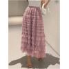 imageSHENHE Womens Tiered Mesh Tulle Skirt High Waisted A Line Flowy Layered Mid Tutu SkirtDusty Pink