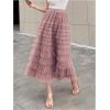 imageSHENHE Womens Tiered Mesh Tulle Skirt High Waisted A Line Flowy Layered Mid Tutu SkirtDusty Pink
