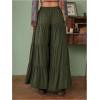 imageSHENHE Womens Tiered Ruffle Hem Wide Leg Pants Elastic Waist Flowy Palazzo Boho PantsArmy Green