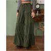 imageSHENHE Womens Tiered Ruffle Hem Wide Leg Pants Elastic Waist Flowy Palazzo Boho PantsArmy Green