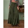 imageSHENHE Womens Tiered Ruffle Hem Wide Leg Pants Elastic Waist Flowy Palazzo Boho PantsArmy Green