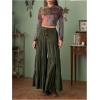 imageSHENHE Womens Tiered Ruffle Hem Wide Leg Pants Elastic Waist Flowy Palazzo Boho PantsArmy Green