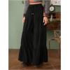 imageSHENHE Womens Tiered Ruffle Hem Wide Leg Pants Elastic Waist Flowy Palazzo Boho PantsBlack