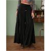 imageSHENHE Womens Tiered Ruffle Hem Wide Leg Pants Elastic Waist Flowy Palazzo Boho PantsBlack