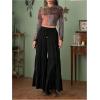 imageSHENHE Womens Tiered Ruffle Hem Wide Leg Pants Elastic Waist Flowy Palazzo Boho PantsBlack