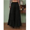 imageSHENHE Womens Tiered Ruffle Hem Wide Leg Pants Elastic Waist Flowy Palazzo Boho PantsBlack