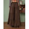 imageSHENHE Womens Tiered Ruffle Hem Wide Leg Pants Elastic Waist Flowy Palazzo Boho PantsChocolate Brown