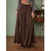 imageSHENHE Womens Tiered Ruffle Hem Wide Leg Pants Elastic Waist Flowy Palazzo Boho PantsChocolate Brown