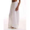 imageSHENHE Womens Wide Leg Drawstring Tie Waist Pants Flowy Loose Palazzo Boho Beach Pants White Medium