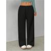 imageSHENHE Womens Wide Leg Pants Casual Drawstring Y2k Low Rise Lounge Pants Loose TrousersBlack
