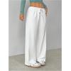 imageSHENHE Womens Wide Leg Pants Casual Drawstring Y2k Low Rise Lounge Pants Loose TrousersWhite