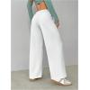 imageSHENHE Womens Wide Leg Pants Casual Drawstring Y2k Low Rise Lounge Pants Loose TrousersWhite
