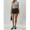imageSHENHE Womens Y2k Lace Layered Mini Skirt Ruched A Line Cute Tiered Ruffle SkirtBlack
