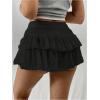 imageSHENHE Womens Y2k Lace Layered Mini Skirt Ruched A Line Cute Tiered Ruffle SkirtBlack