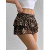imageSHENHE Womens Y2k Lace Layered Mini Skirt Ruched A Line Cute Tiered Ruffle SkirtLeopard Print Khaki